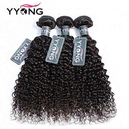 YYONG Kinky Curly 3 Bundles With 6x6 Closure 100% Human Hair