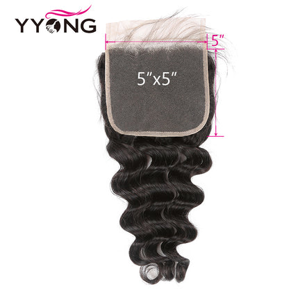 YYONG Loose Deep Wave 3 Bundles With 5x5 Closure 100% Human Hair