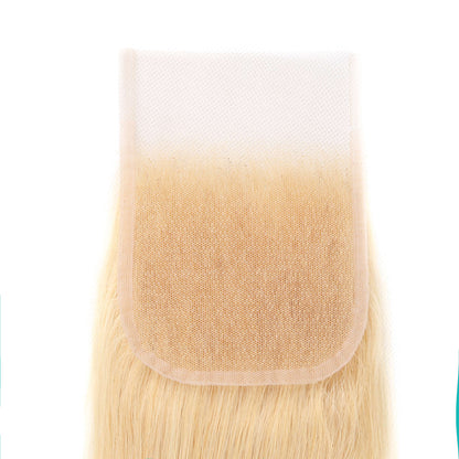YYONG #613 Blonde Straight Hair 3 Bundles With Closure 100% Human Hair