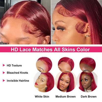 YYONG 99J Color Straight 13x4 Lace Front Wig Human Hair Wigs