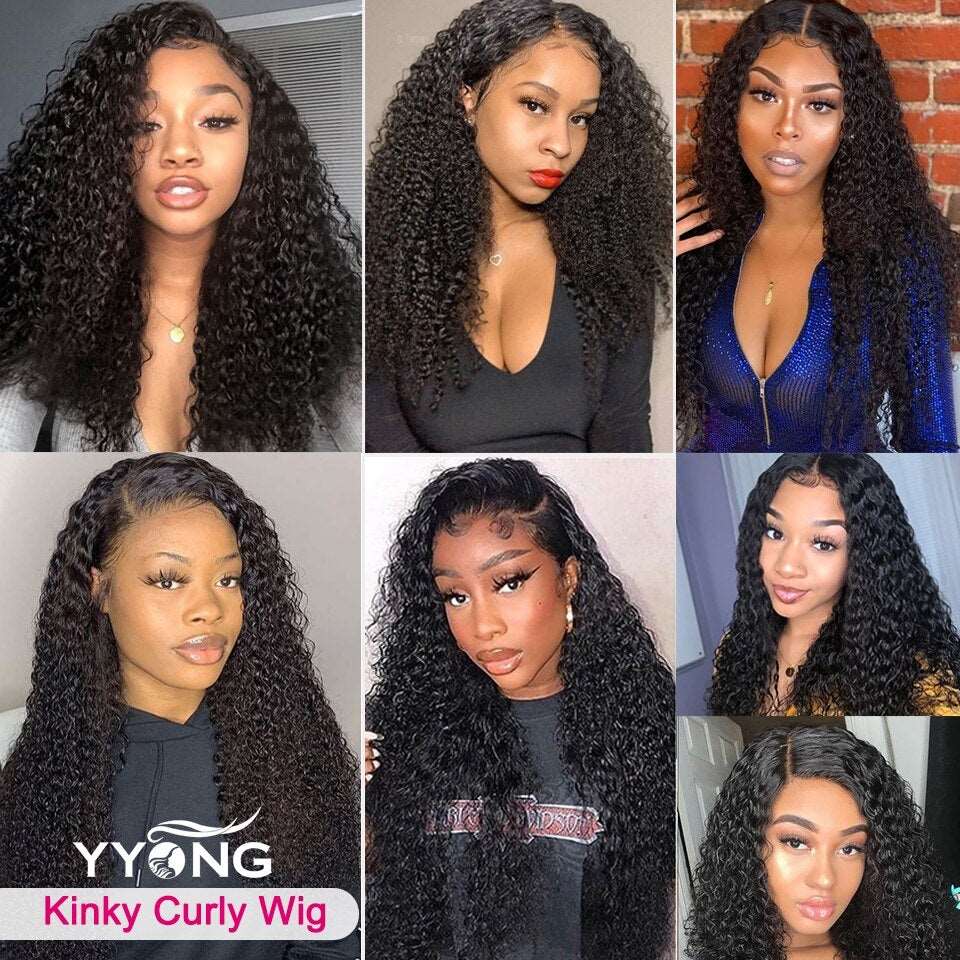 YYONG Kinky Curly 13x4 Lace Front Wigs Human Hair Wigs