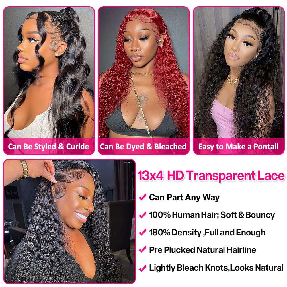 YYONG Water Wave 13x4 Lace Front Wigs Human Hair Wig
