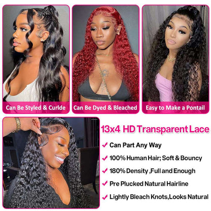 YYONG Water Wave 13x4 Lace Front Wigs Human Hair Wig