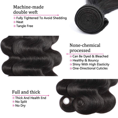 YYONG 3Pcs Body Wave Virgin Human Hair Bundles