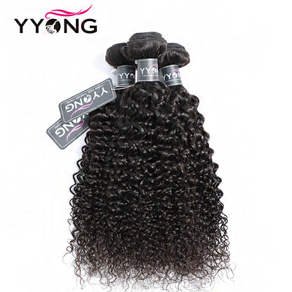 YYONG 3Pcs Kinky Curly Virgin Human Hair Bundles