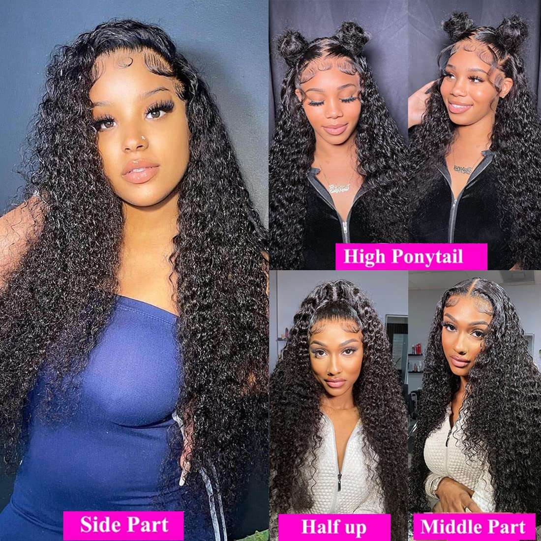 YYONG Kinky Curly 13x4 Lace Front Wigs Human Hair Wigs