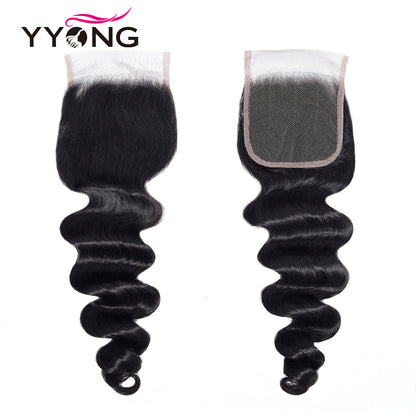 YYONG Loose Deep Wave 3 Bundles With Closure 100% Human Hair