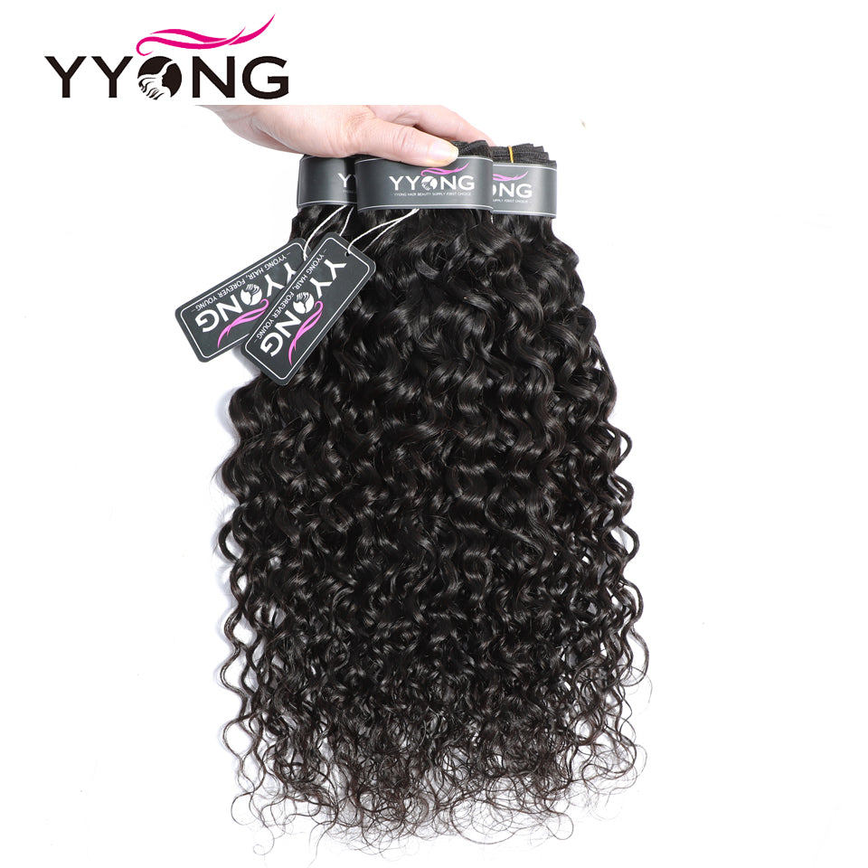 YYONG 3Pcs Water Wave Virgin Human Hair Bundles