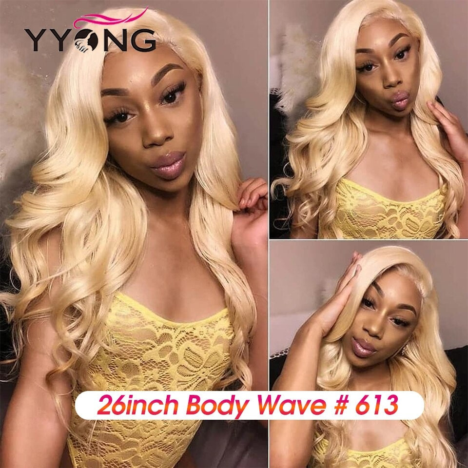 YYONG #613 Blonde Body Wave 13x4 Lace Front Wigs Human Hair Wigs