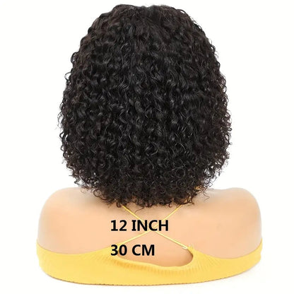 YYONG Curly Short Bob Wigs Lace Front Bob Wig Human Hair