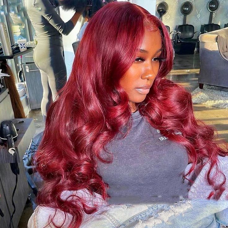 YYONG 99J Color Body Wave 13x4 Lace Front Wig Human Hair Wigs