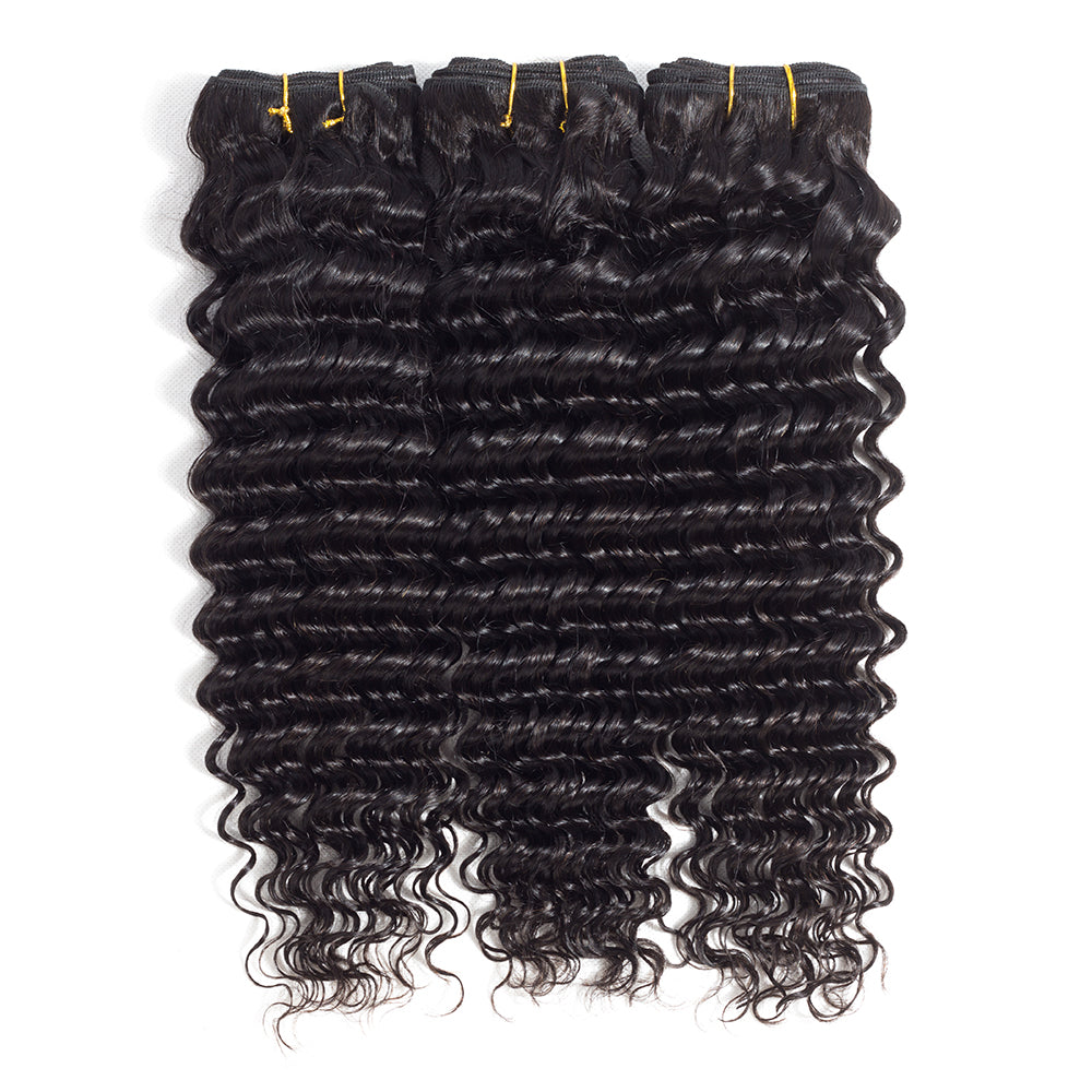 YYONG 3Pcs Deep Wave Virgin Human Hair Bundles