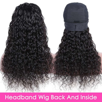 YYONG Water Wave Headband Wigs Remy Human Hair Wigs None-Lace