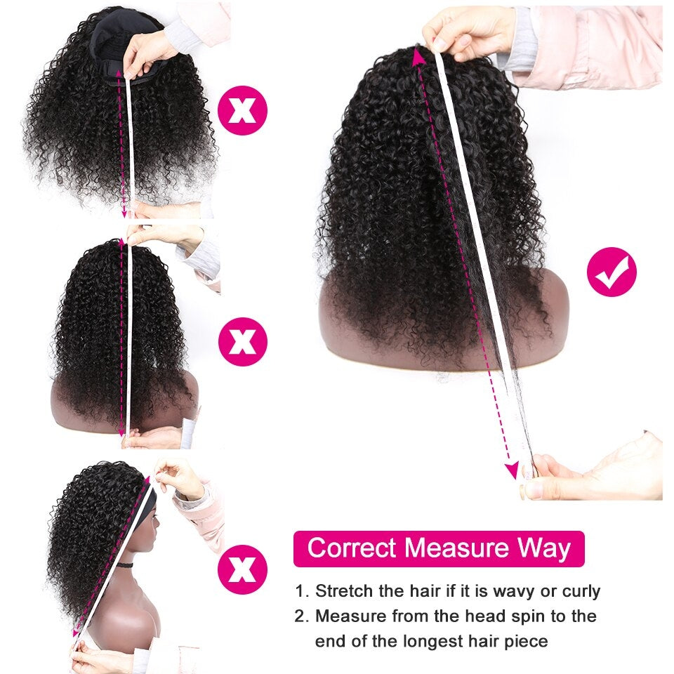 YYONG Water Wave Headband Wigs Remy Human Hair Wigs None-Lace