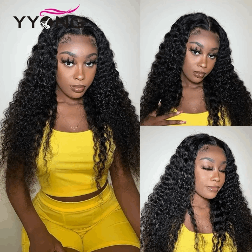YYONG Deep Wave 13x4 Lace Front Wigs Human Hair Wig