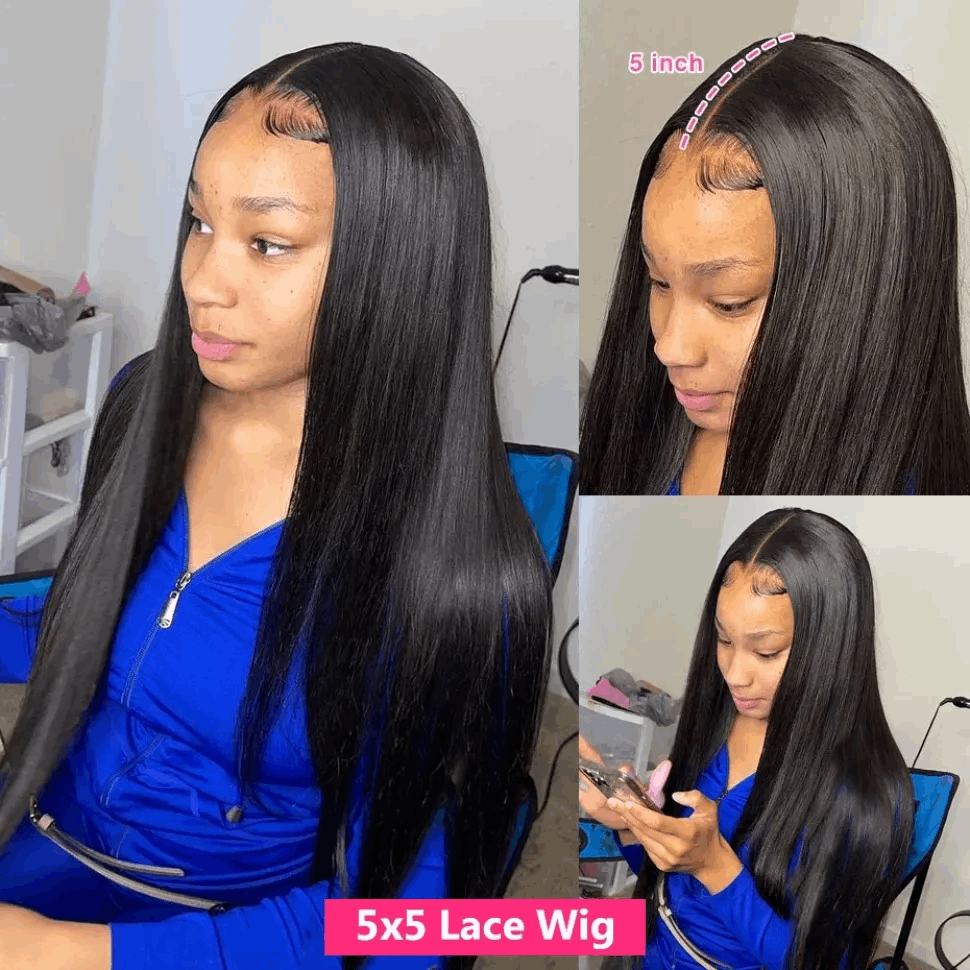 YYONG Straight 4x4/ 5x5 Lace Closure Wigs Human Hair Wigs