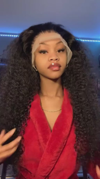 YYONG Kinky Curly 13x4 Lace Front Wigs Human Hair Wigs