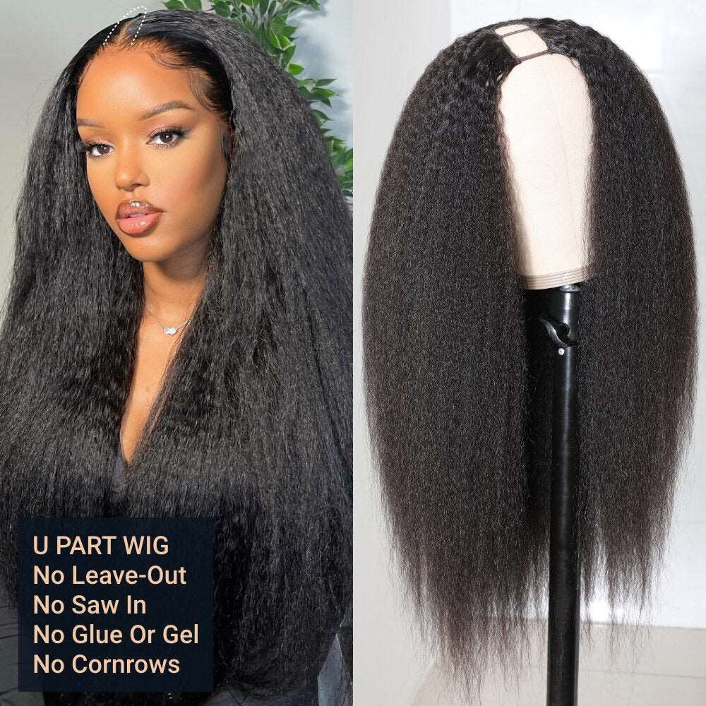 YYONG Kinky Straight U Part Wigs Human Hair Wigs V part Wigs