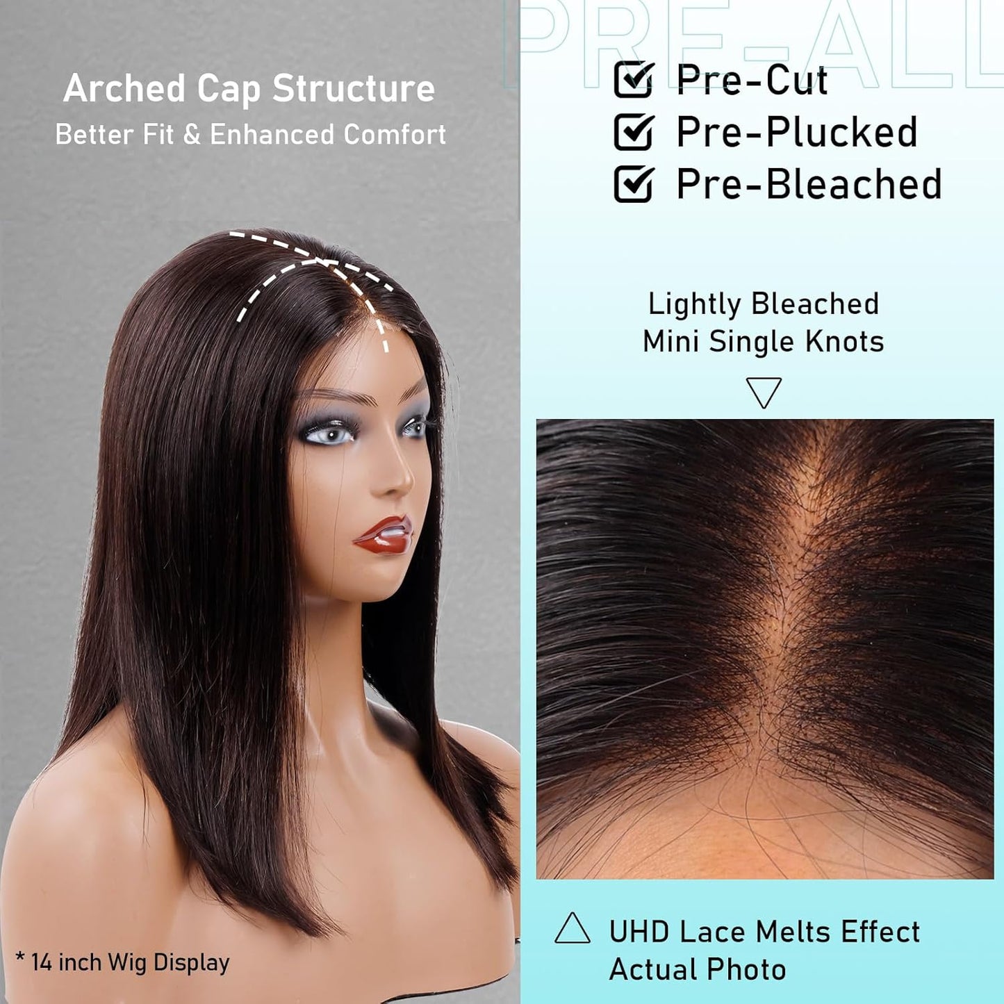 YYONG bob Straight/body Hair Pre-cut 2x4 Lace Pre Bleached Tiny Knots Glueless Human Hair Wigs