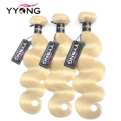 YYONG #613 Blonde 3Pcs Straight Human Hair Bundes 100% Human Hair
