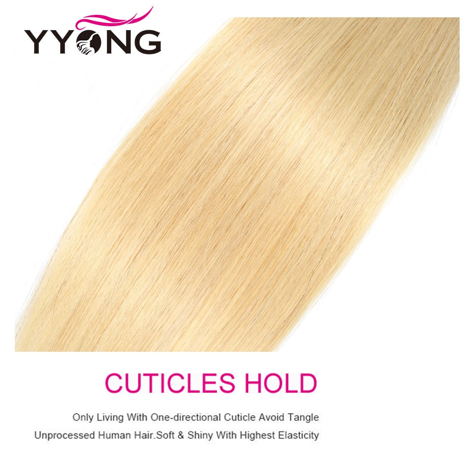 YYONG #613 Blonde 3Pcs Straight Human Hair Bundes 100% Human Hair
